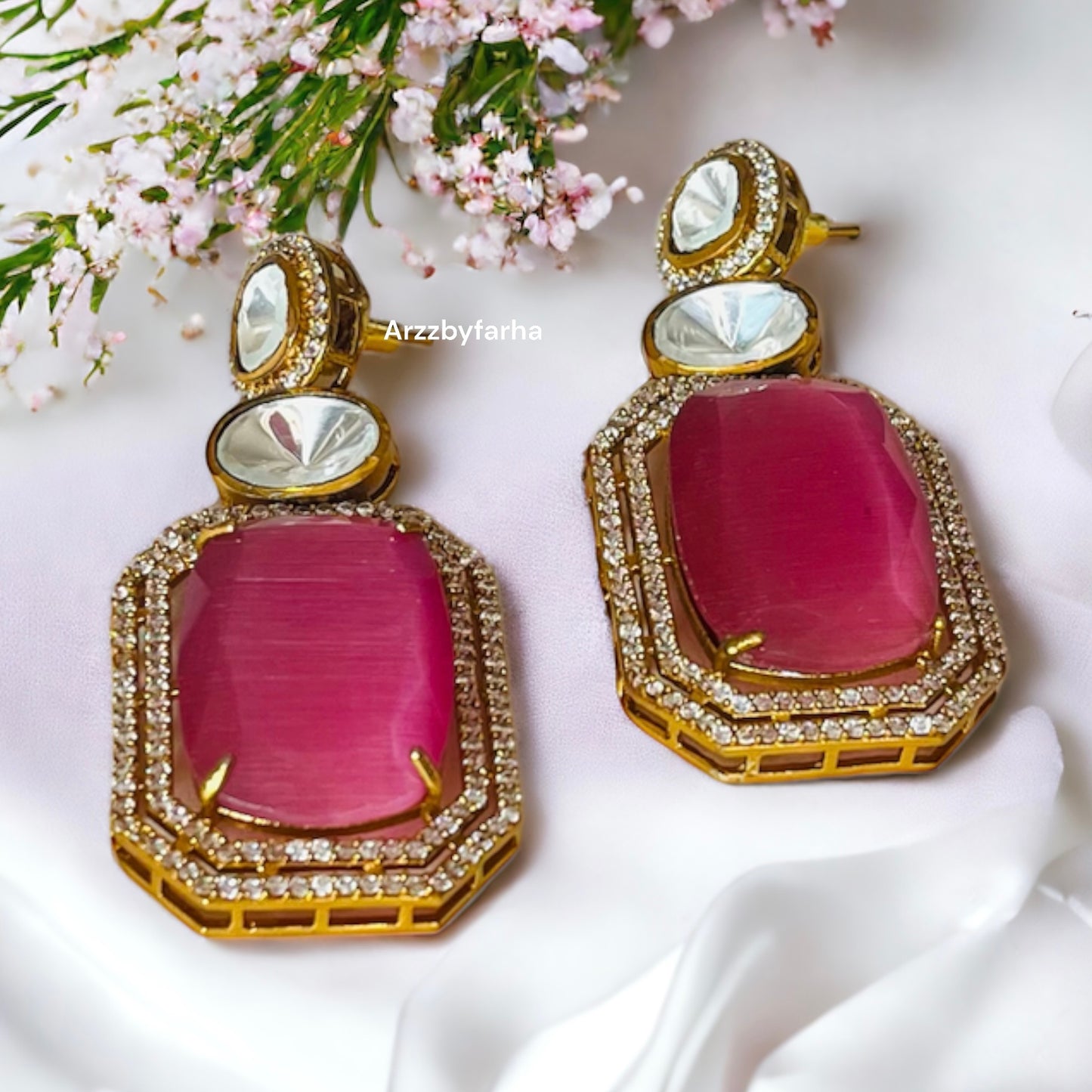 Doublet Stone CZ Studded Earrings