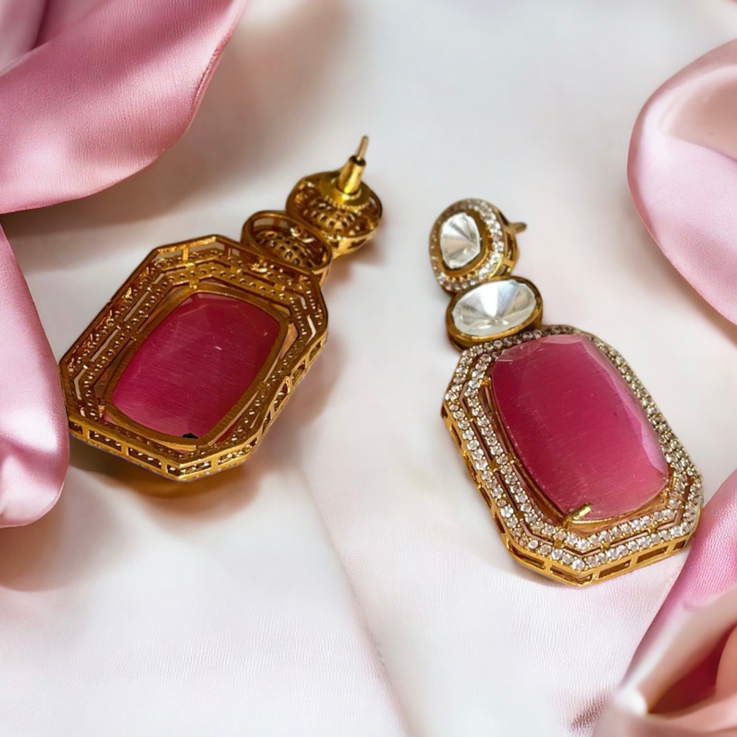 Doublet Stone CZ Studded Earrings
