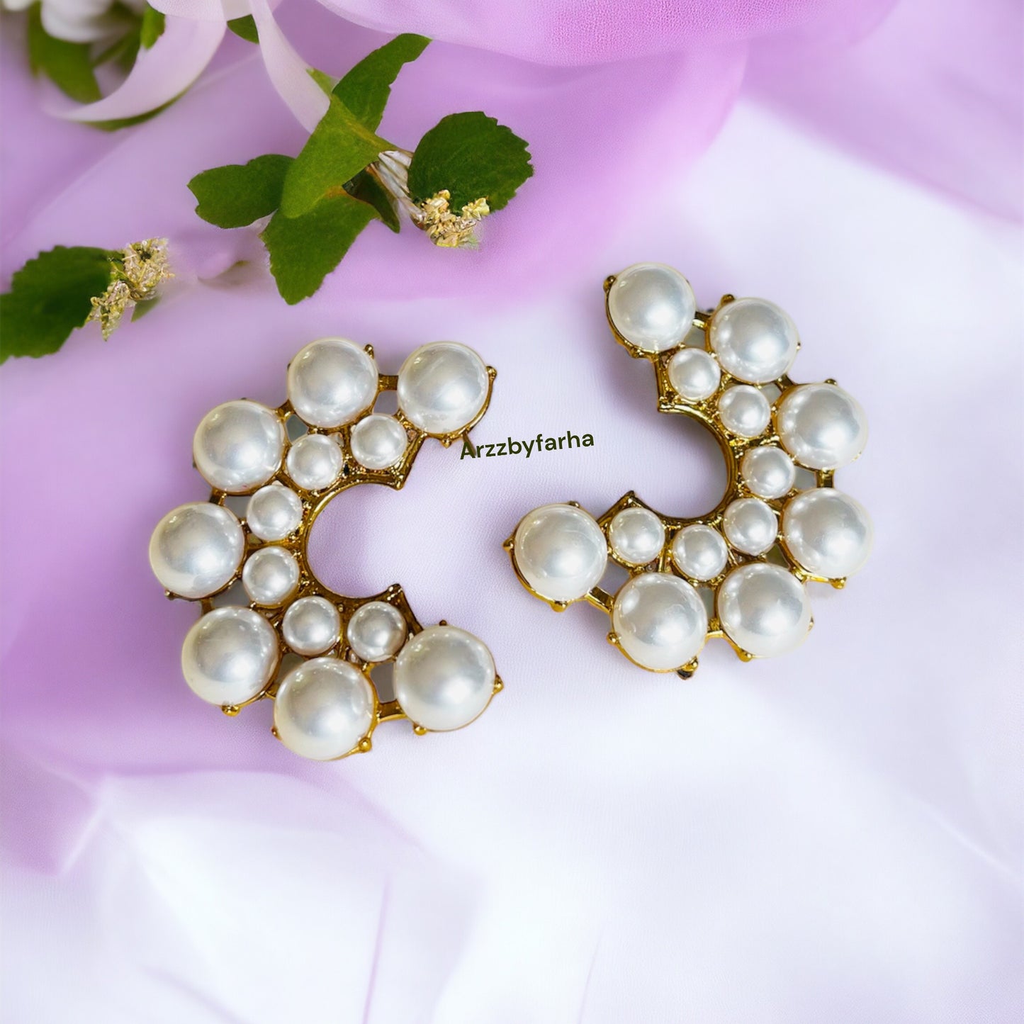C Shaped Pearl Studs Earrings