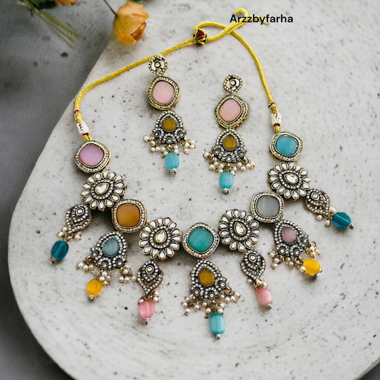 Victorian Finish Multicolor Necklace Set