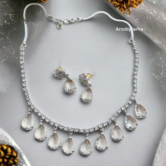 Crystal White Stone Necklace Set