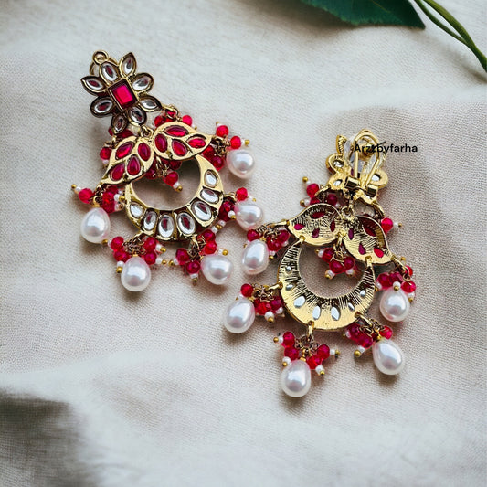 Ruby Pink Chandbali Earrings