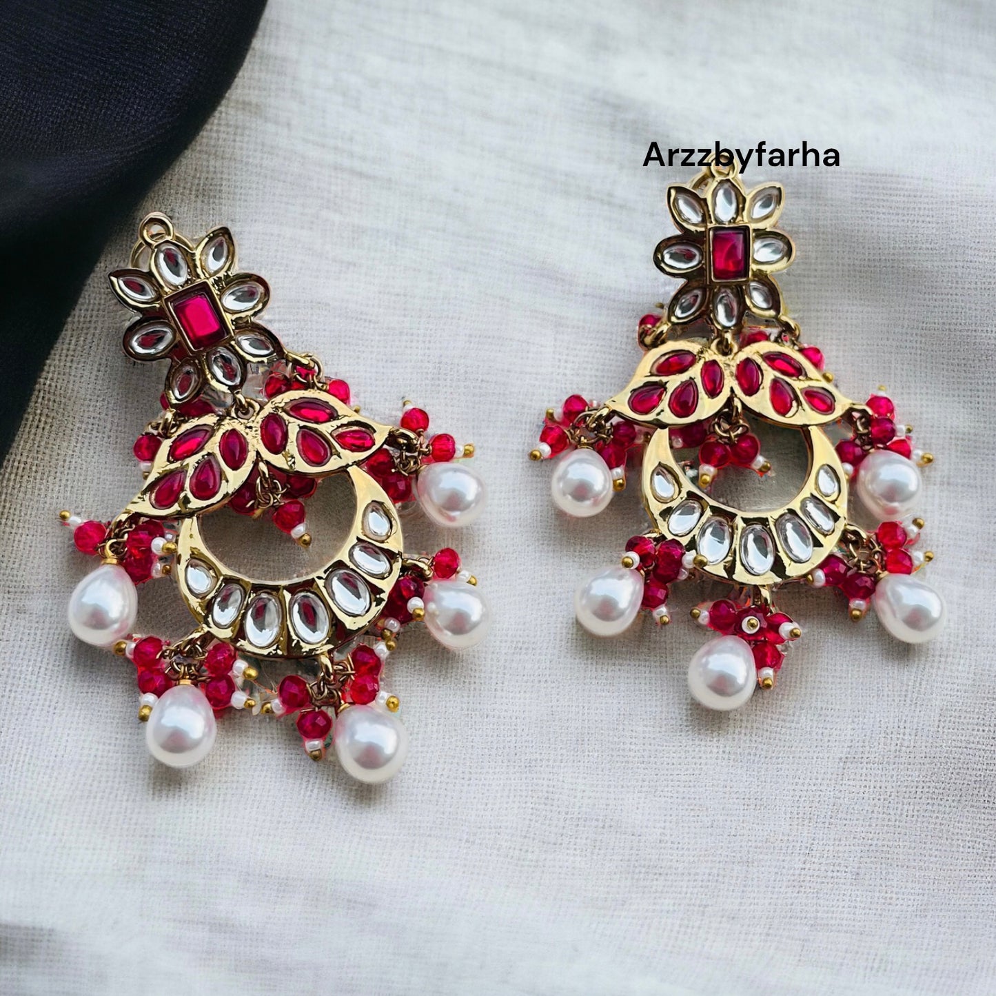 Ruby Pink Chandbali Earrings