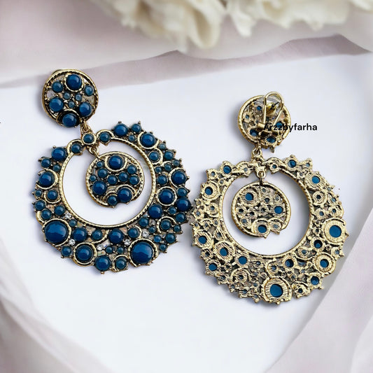Chandbali Montana Blue Earrings