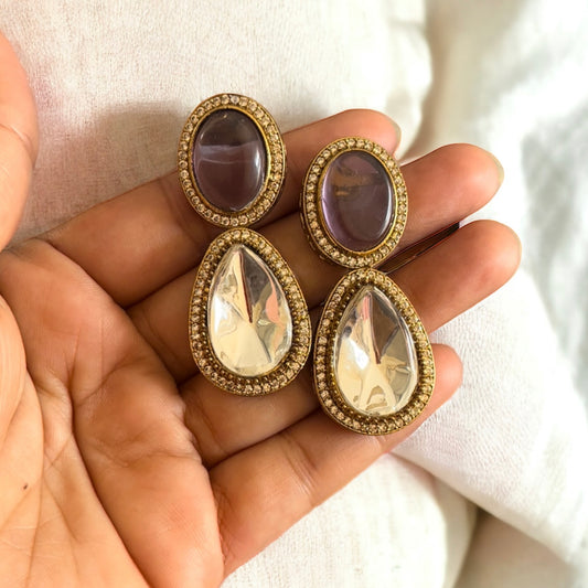 Moissanite Purple Stone Necklace Set