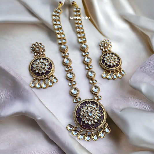 Purple Moissanite Necklace Set