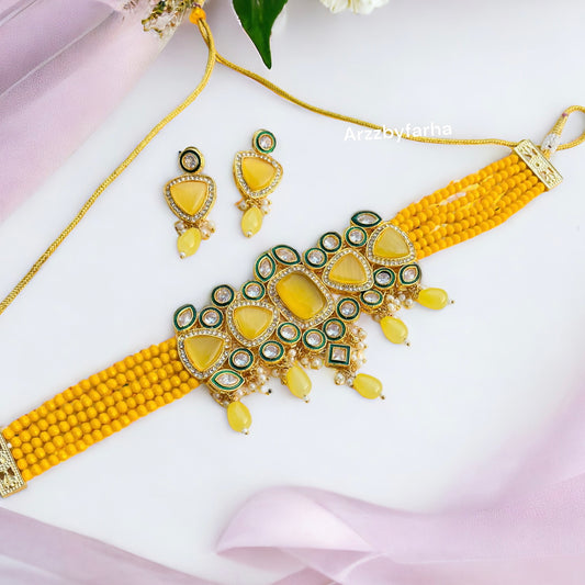 Yellow Beads Necklace Set