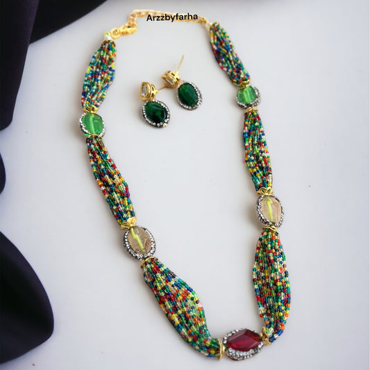 Multicolor Beads Necklace Set
