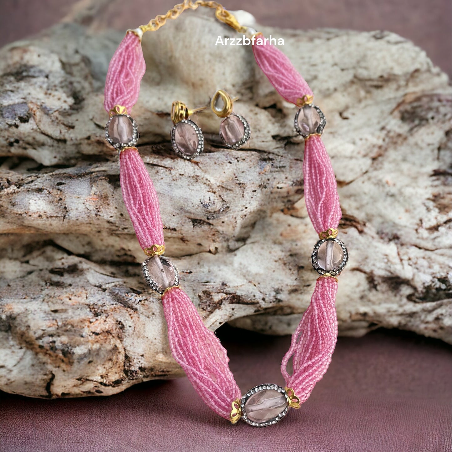 Pink Beads Necklace Set