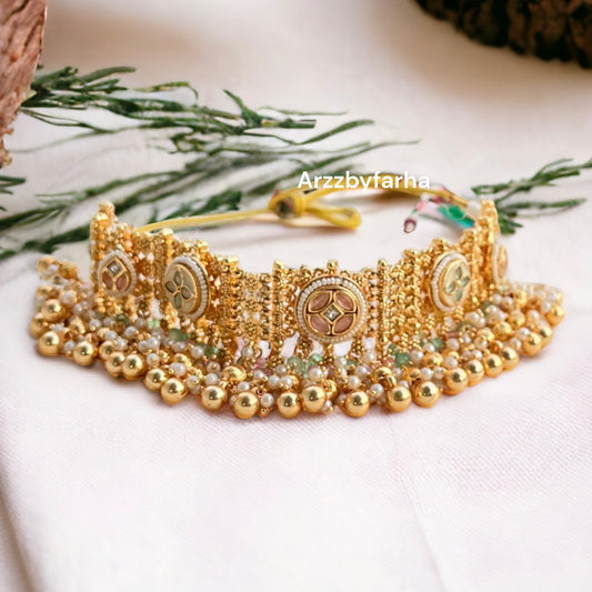 Gold Choker Necklace Set