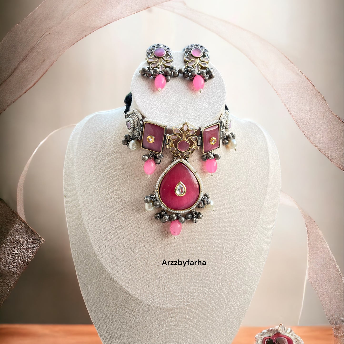 Pink Drop Necklace Set