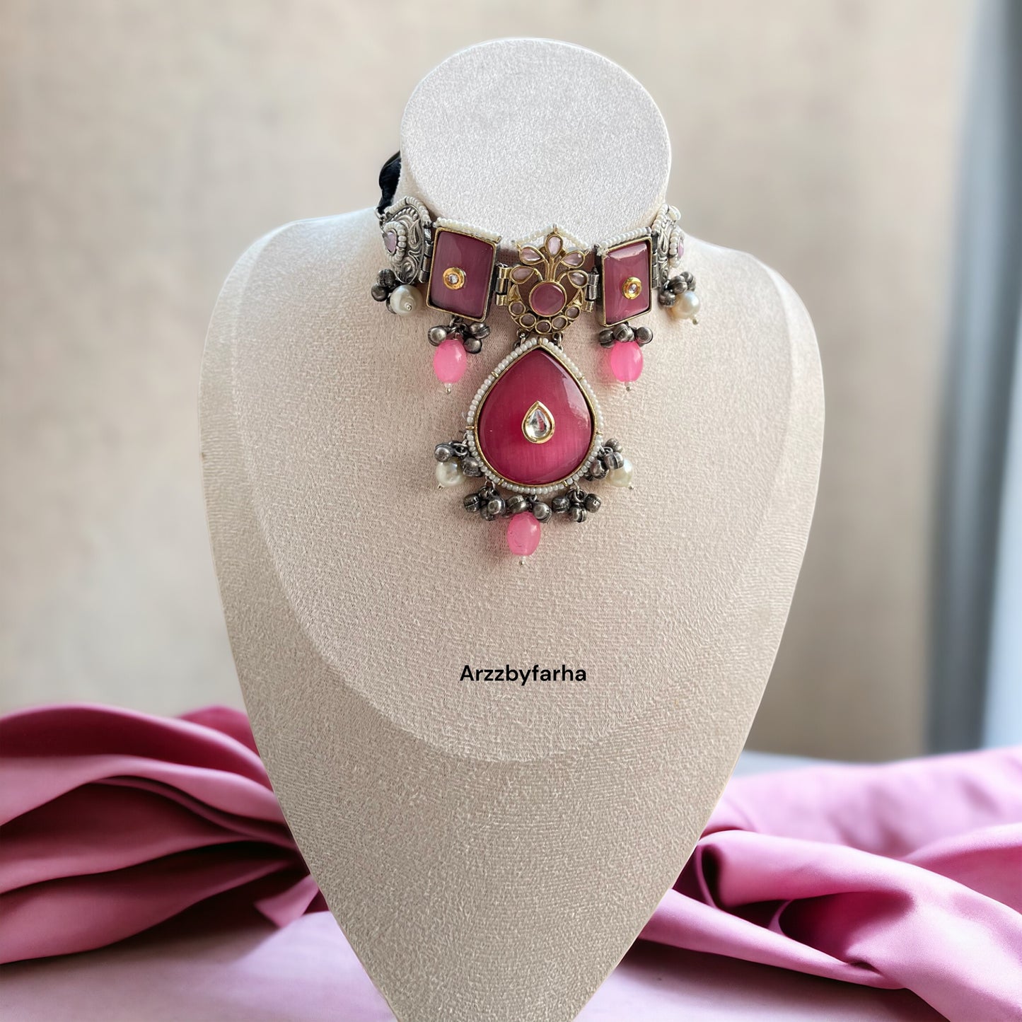 Pink Drop Necklace Set