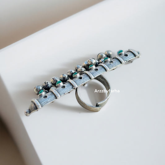 Silver Oxidised Statement Ring