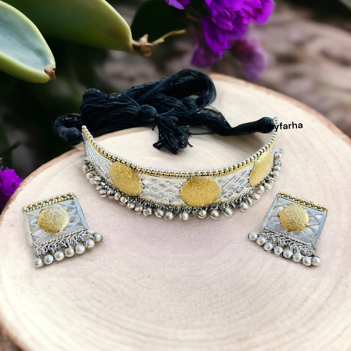 Dual Tone Fusion Choker Necklace Set
