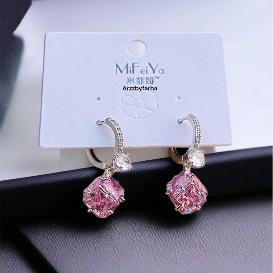 Luxe Pink Crystal Stone Earrings