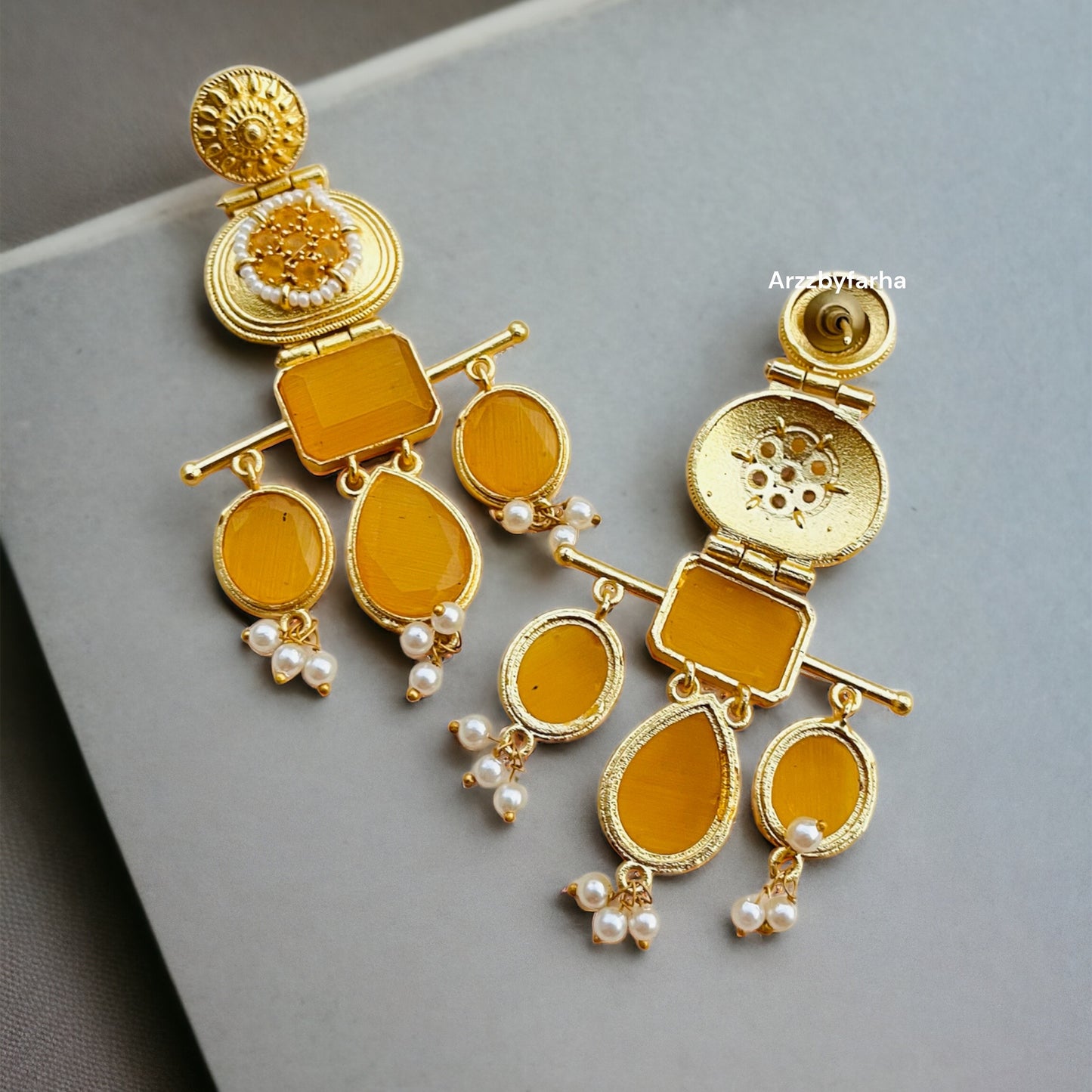 Designer Gold Brass Yellow Earring
