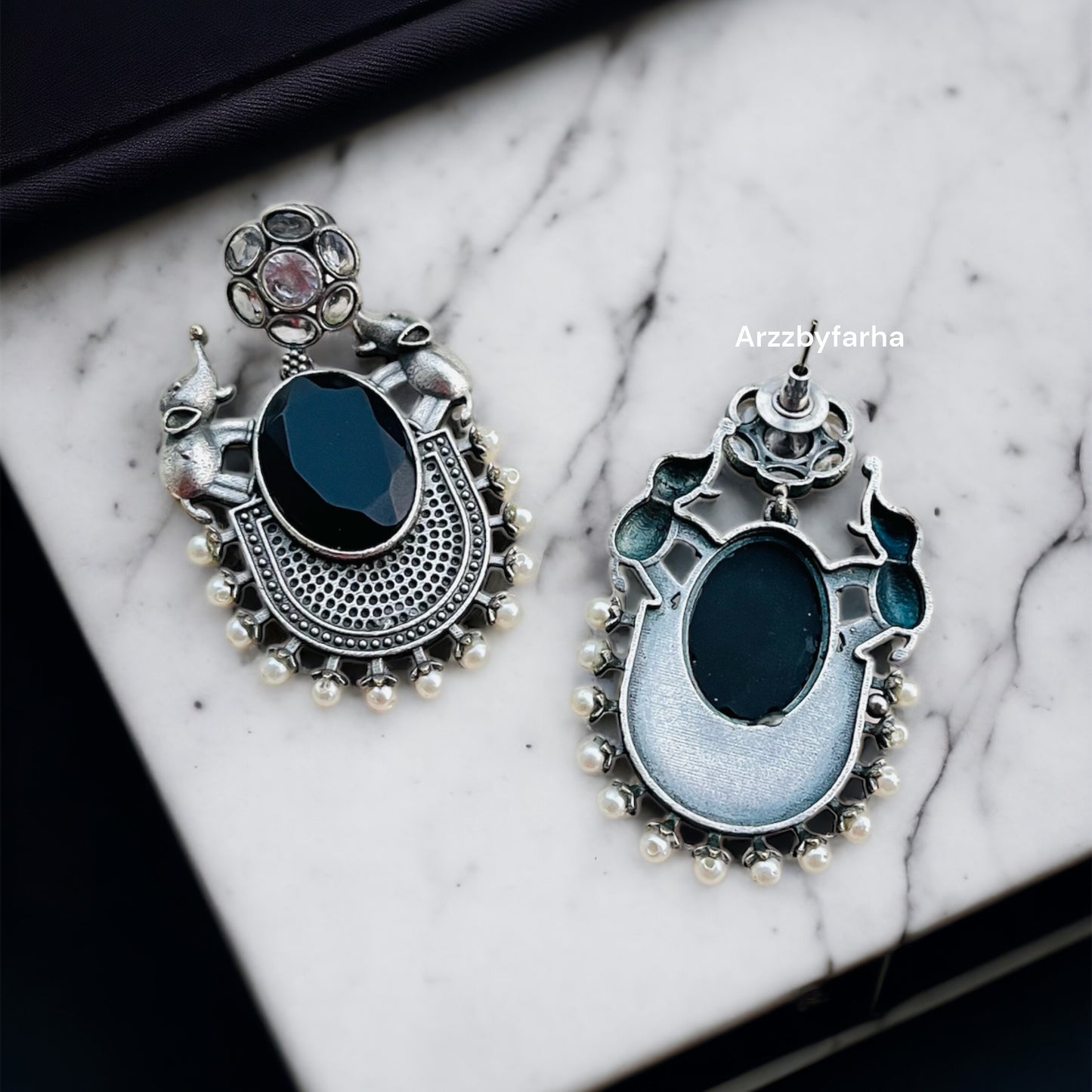 Black Stone Drop Earrings