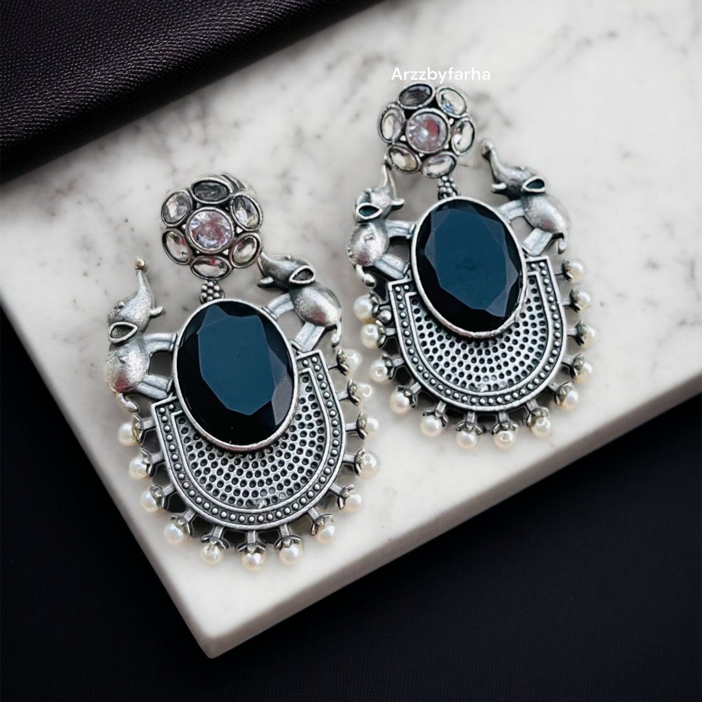 Black Stone Drop Earrings