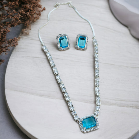 Blue AD Zircon Necklace Set