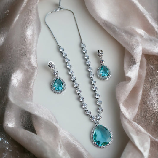 Sea Green AD Zircon Necklace Set