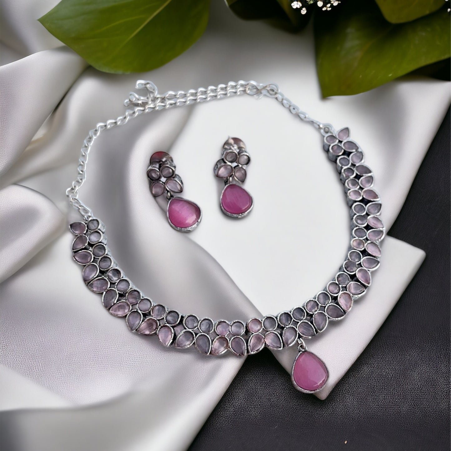 Pink Stone Necklace Set