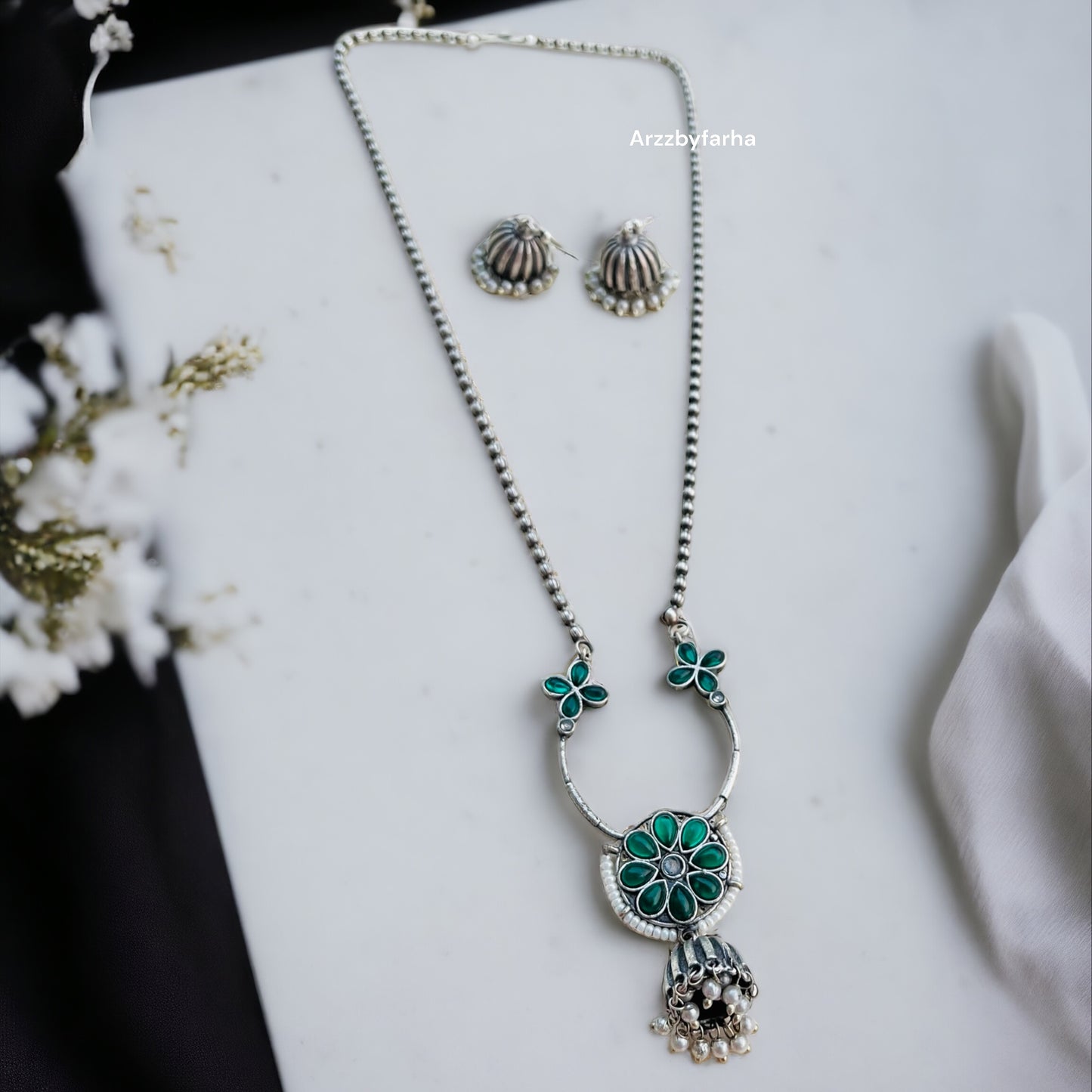 Drop Jhumka Chain Necklace Set