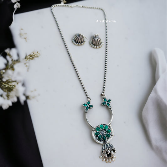 Drop Jhumka Chain Necklace Set