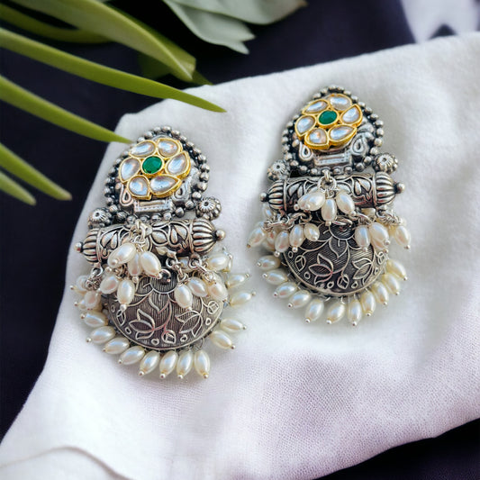 Green Stone Jhumka Earrings