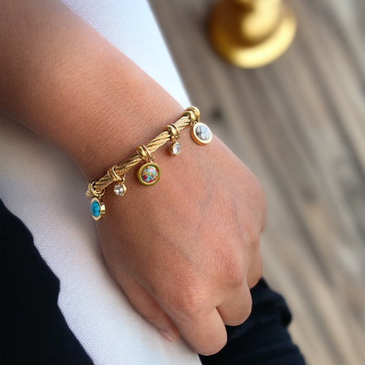 Gold Charm Cuff Bracelet