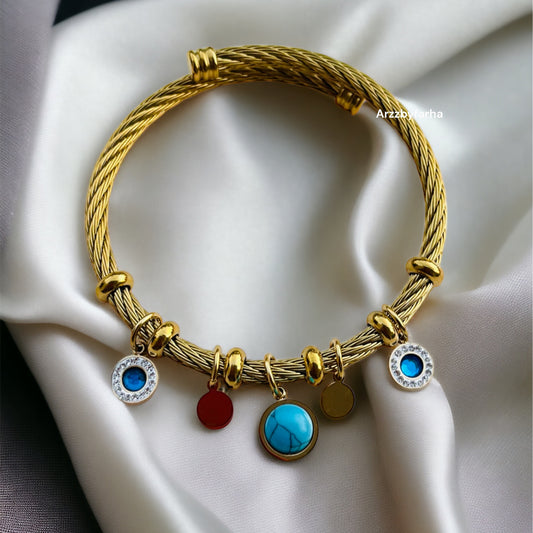 Gold Charm Cuff Bracelet