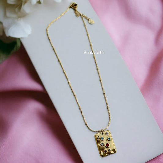 Multicolor Stone Pendant Necklace