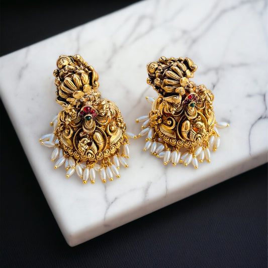 Temple Gols Jhumka Earrings