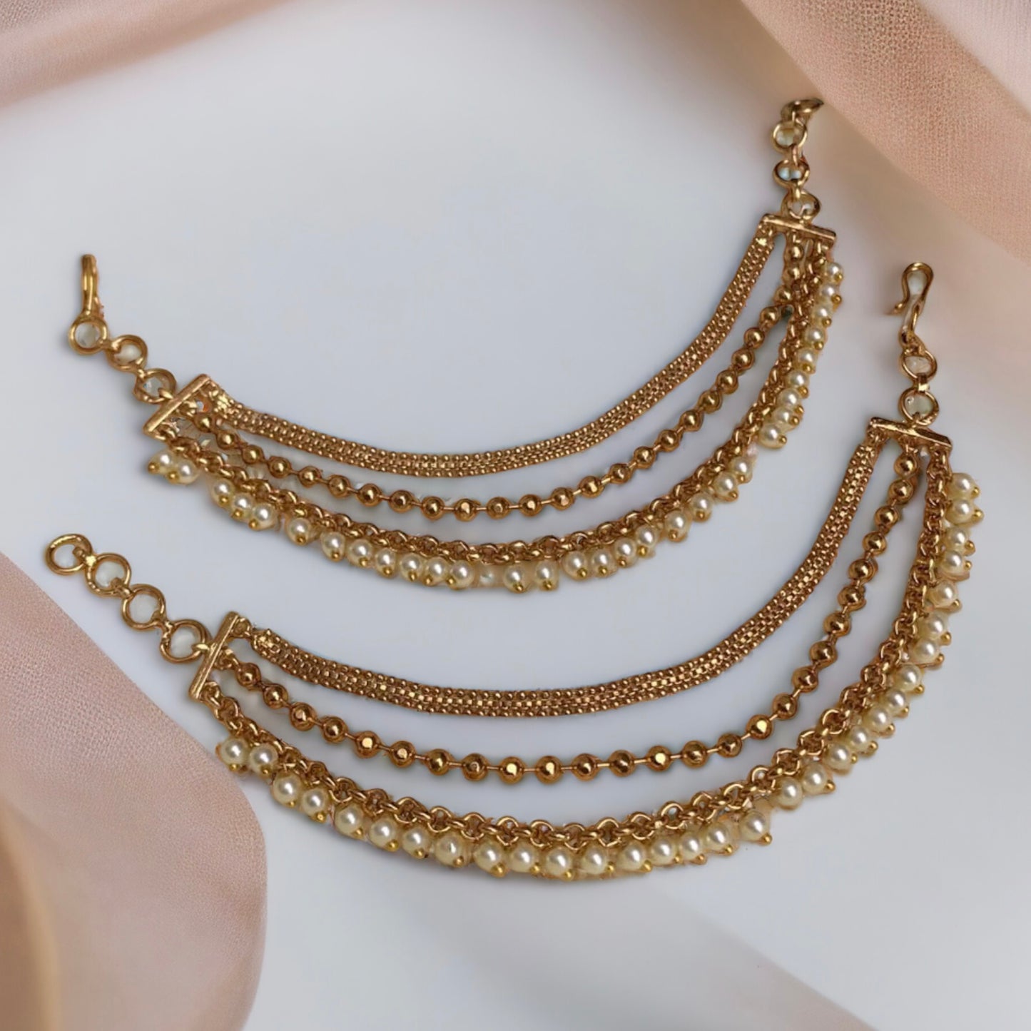 Pearl Ear Chain Earrings