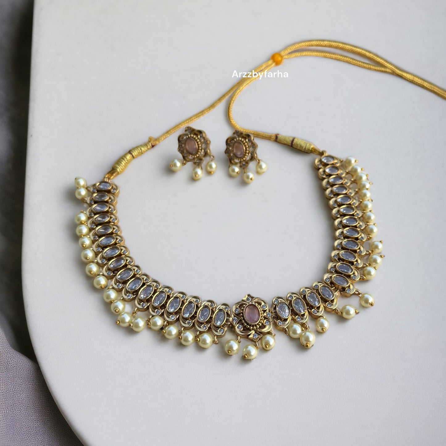 Sleek Moissanite Pearl Necklace Set