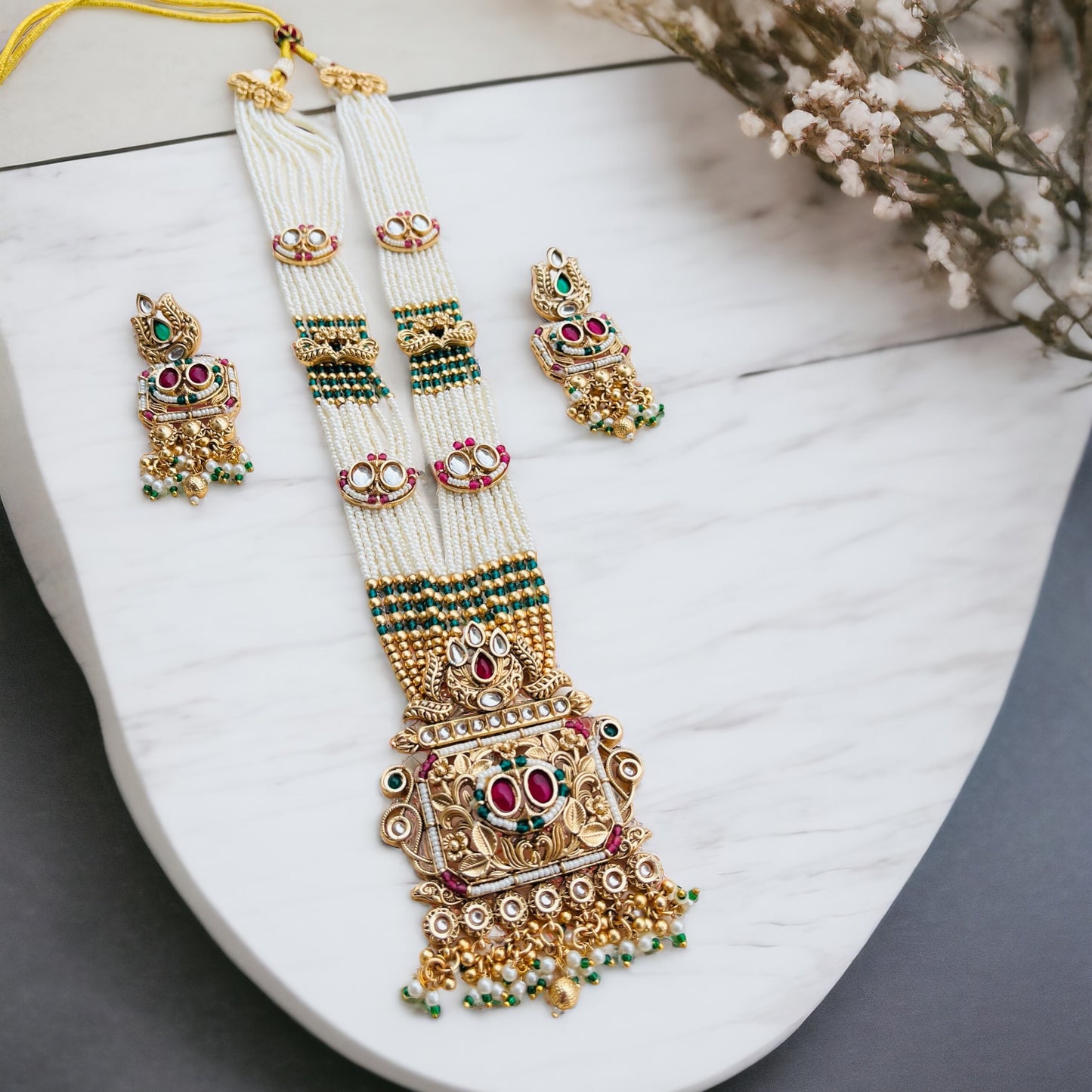 Multilayered Rajwadi Necklace Set