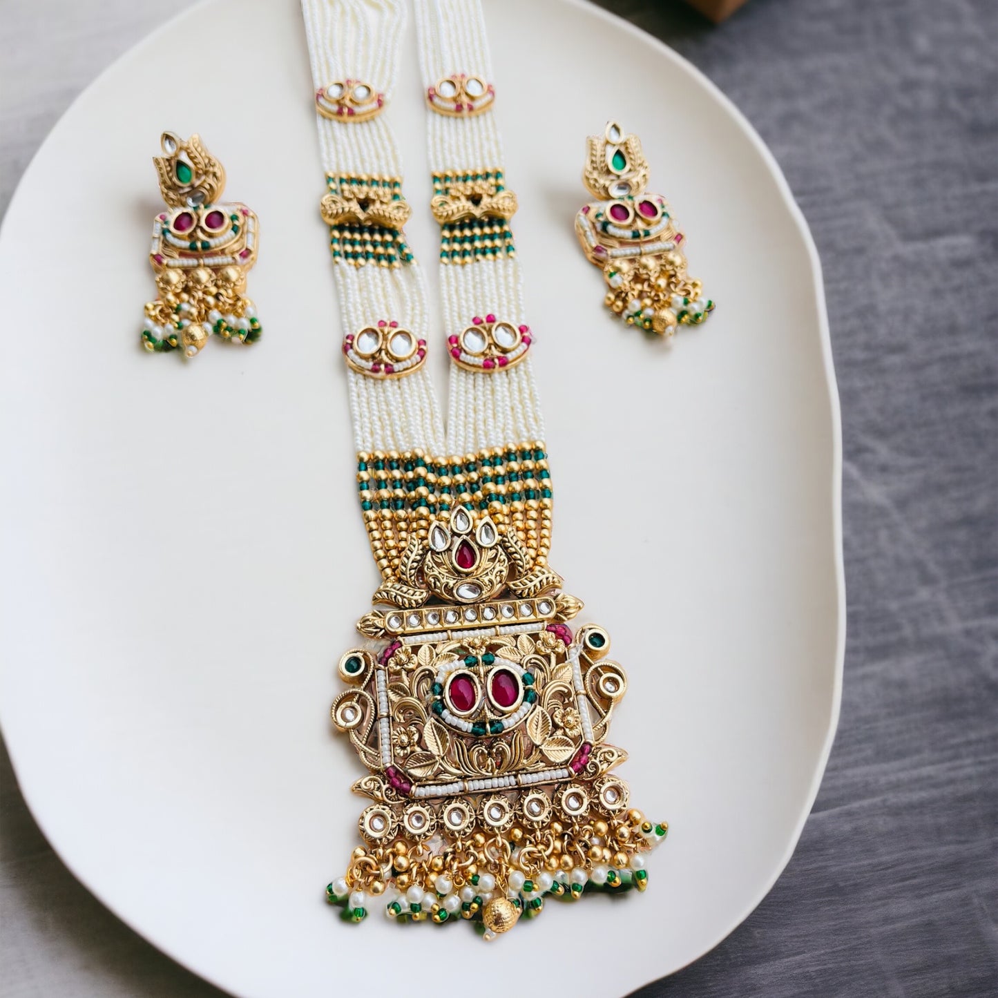 Multilayered Rajwadi Necklace Set