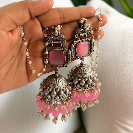 Jhumka With Hair Chain Earrings