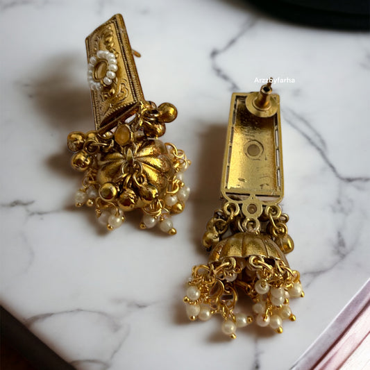 Gold Polish Pinteresty Jhumka Earrings