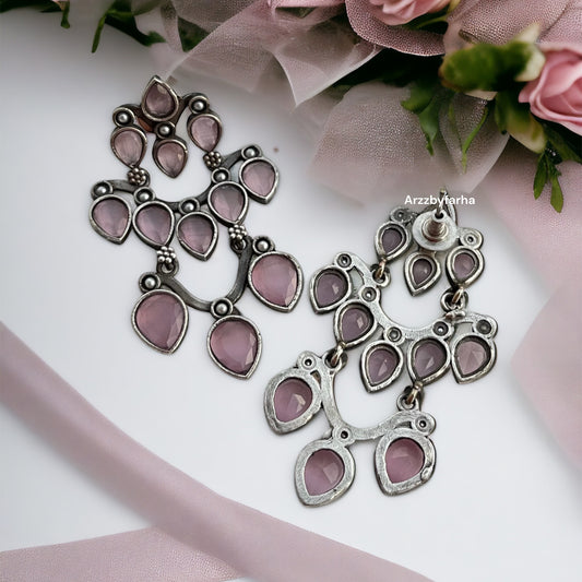 Silver Pink Stone Earring