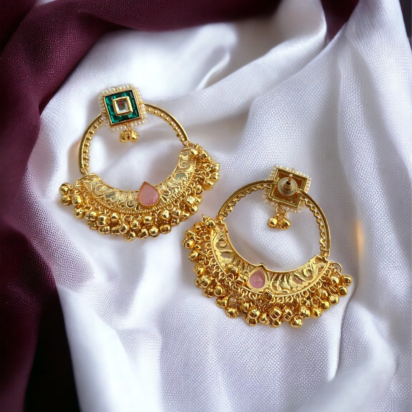 Gold Polish Chandbali Earrings