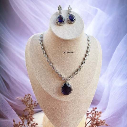 Purple AD Zircon Necklace Set