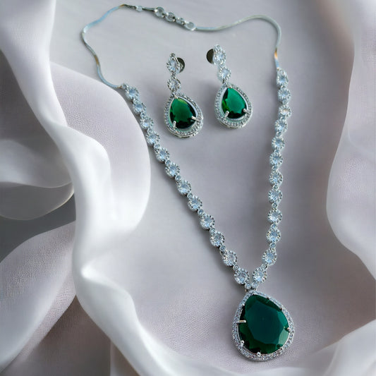 Green AD Zircon Necklace Set