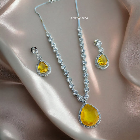 Yellow AD Zircon Necklace Set