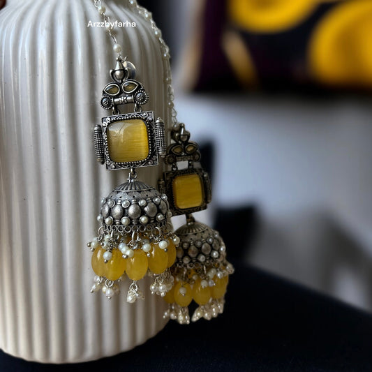 Jhumka With Hair Chain Earrings