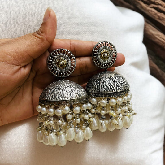Classic Silver Jhumkas Earring