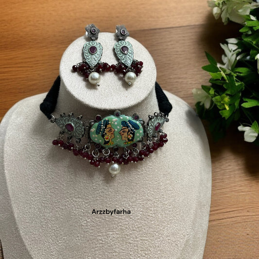 Handprinted Aaladin and Jasmine Necklace Set