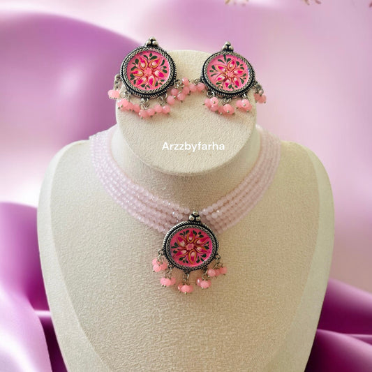 Handprinted Hydrobeads Necklace Set