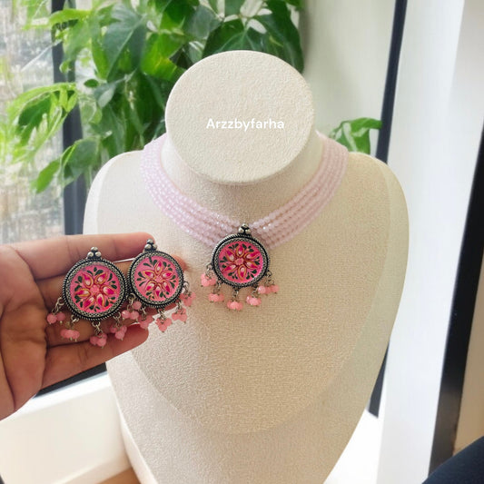 Handprinted Hydrobeads Necklace Set