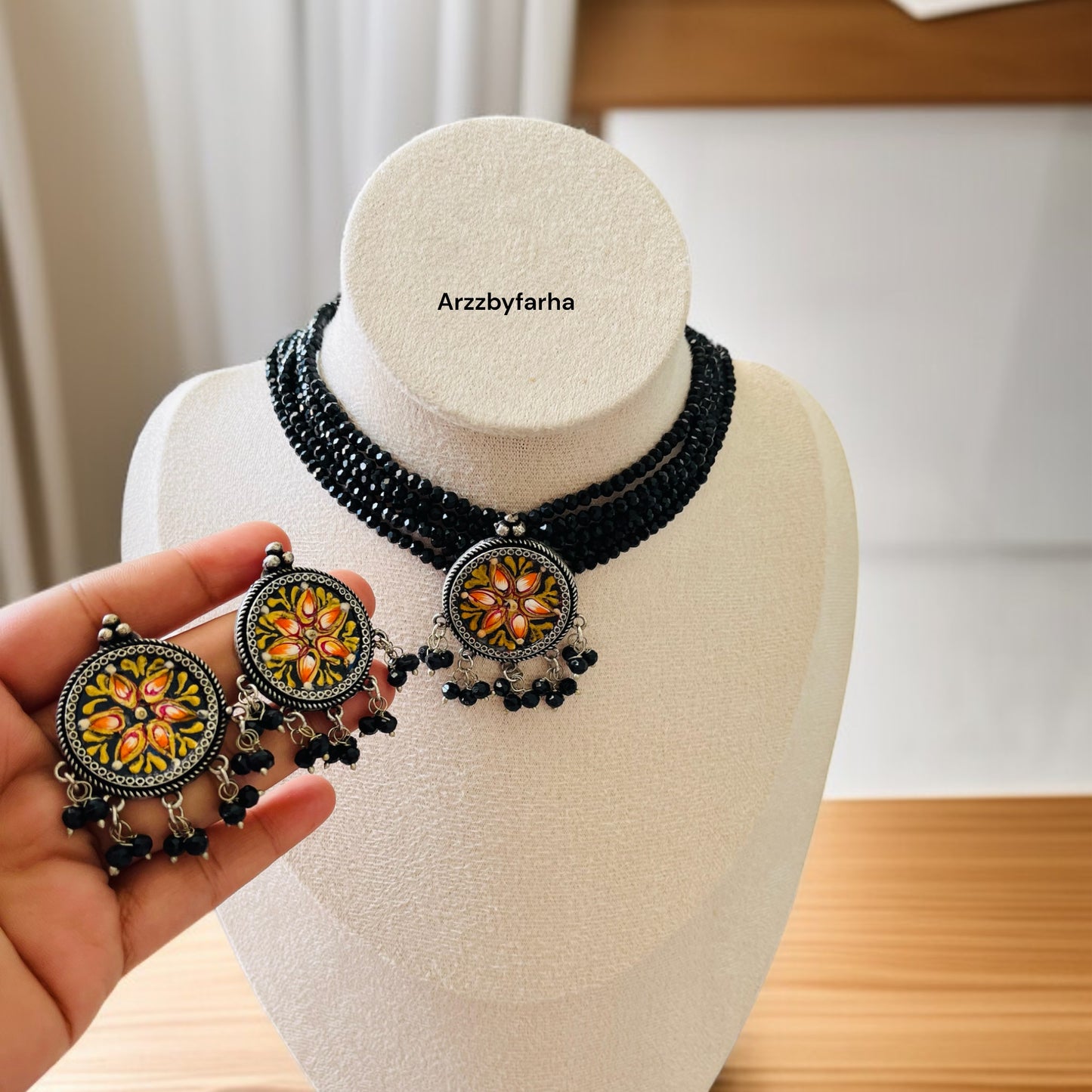 Handprinted Hydrobeads Necklace Set