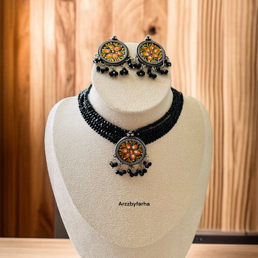 Handprinted Hydrobeads Necklace Set